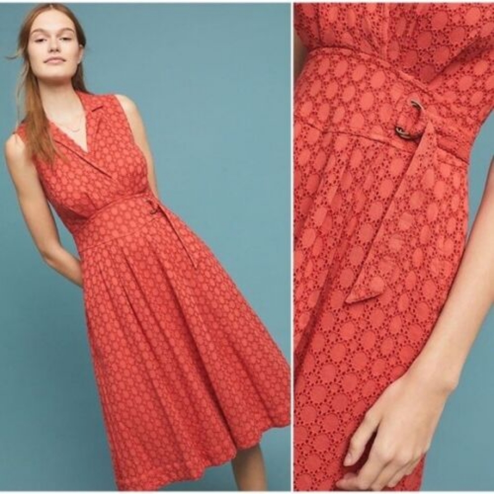 NWT Anthropologie Notch Collar Eyelet Dress